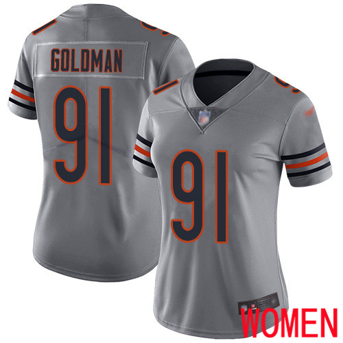 Chicago Bears Limited Silver Women Eddie Goldman Jersey NFL Football 91 Inverted Legend